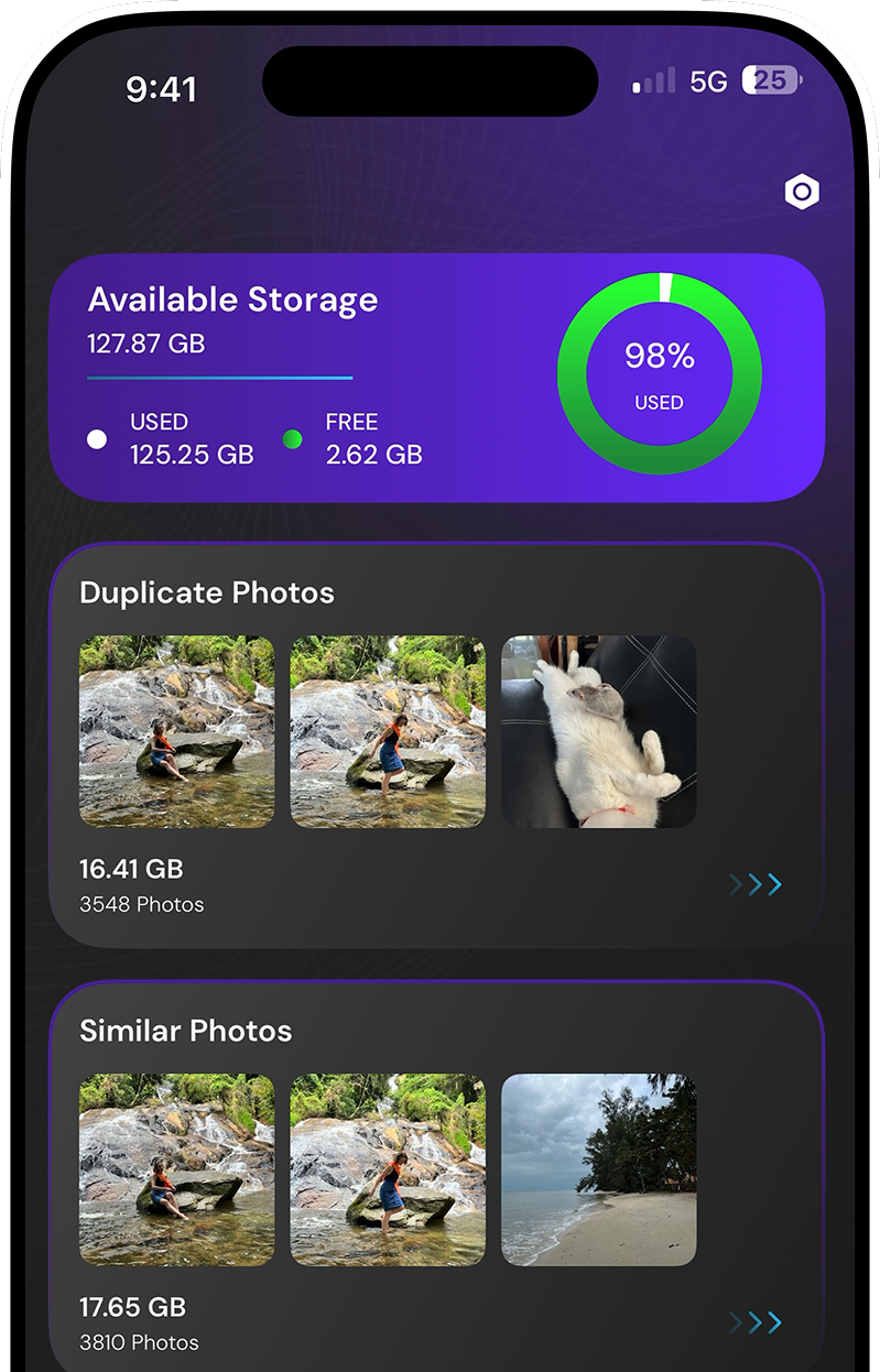 Storage overview screen